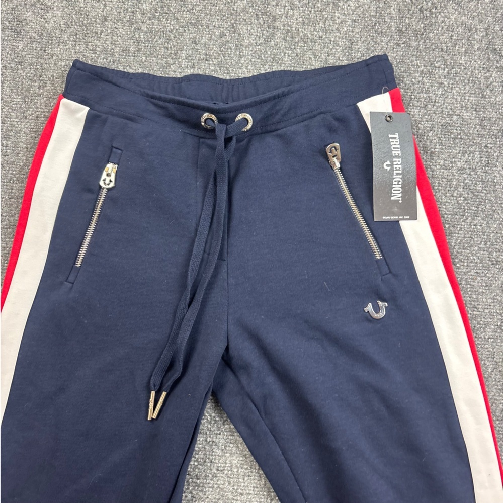 TRUE RELIGION Women’s Navy/White/Red Stripe Athletic Pant size: XS - NWT - Picture 3 of 8